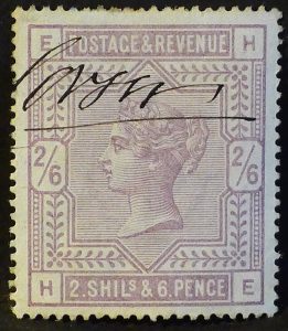 sg175 2s6d lilac on blued paper - fiscally used