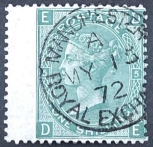 sg117 1s green (D-E) plate 5 with 1872 Manchester Royal Exchange cds