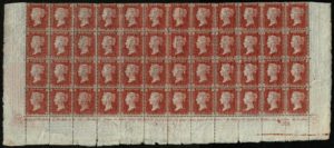 1864 1d Rose-Red QA-TL Plate 191 Block of 48