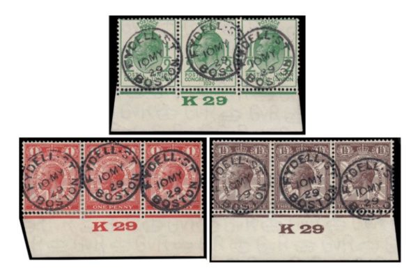 1929 PUC K29 control strips with FDI cds for 10 May 1929 - superb