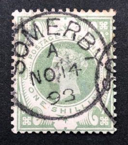QV sg211 1s dull green with fine 1893 Somerby cds