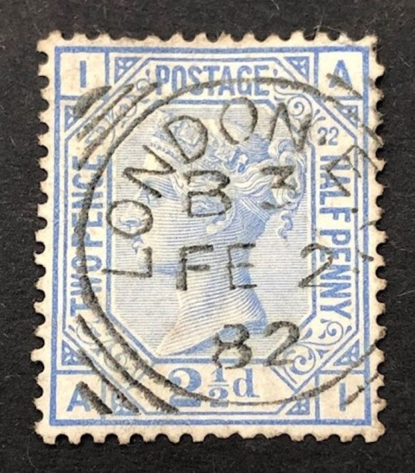 QV sg157 2½d blue (A-I) plate 22 with 1882 London cds