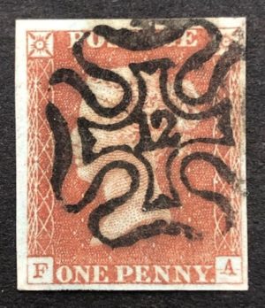 QV sg8m 1d red-brown (F-A) plate 34 with #12 in maltese cross