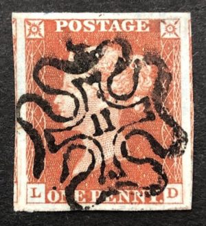 QV sg8m 1d red-brown (L-D) plate 36 with #11 in maltese cross